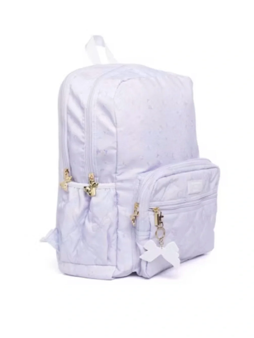 LoveShackFancy x Target Quilted Light Lavender Backpack with Gold Hardware